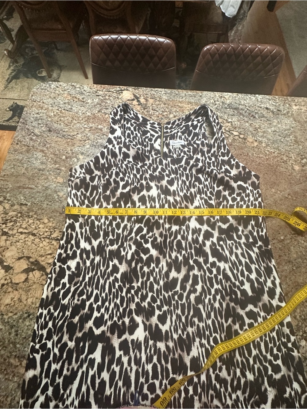 Calvin Klein Black & Tan Leopard Print Midi Dress - Picture 10 of 11